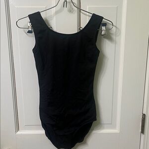 Classic Black Sleeveless Bodysuit Dance Full Bottom Coverage Front-lined Panel